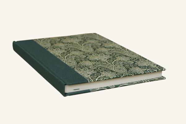 Writing book green "Leni", blank book with cream-colored paper
